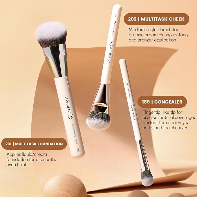 Makeup Brushes Set Albeaut 7Pcs Face Eyeshadow Brushes Kit with Preminum Bristles Liquid Foundation Concealer Blending Tools Professional &amp Travel Bag