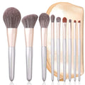 Natural Hair Makeup Brushes Set Professional Grey Squirrel Hair Makeup Brush Set with Case Unique Cosmetic Brushes Makeup Set Natural Makeup Brushes Natural Bristle Makeup Brushes -Silver