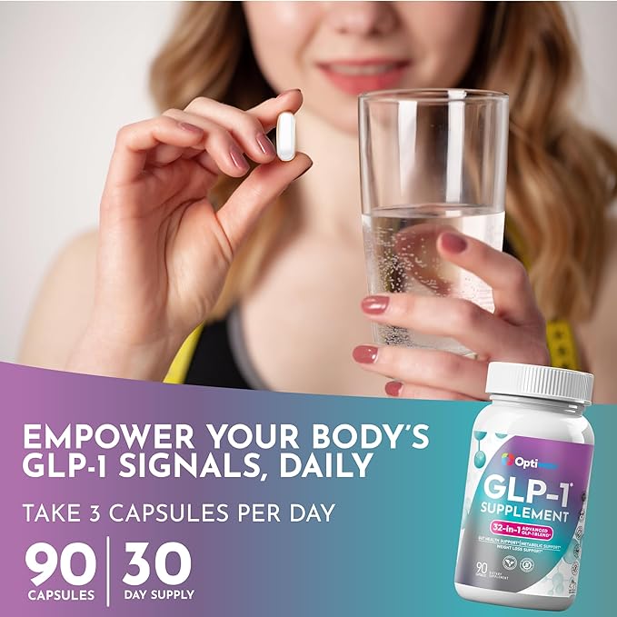 GLP-1 Supplement for Weight Loss - 32-in-1 GLP1 Booster with Probiotics for Women &amp Men - Natural Daily Oral Support to Boost Fat Burn Metabolism &amp Gut Health - Vegan Gluten Free Sugar Free