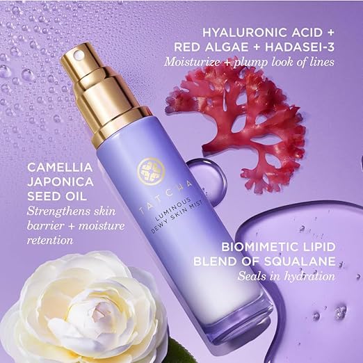 Tatcha Luminous Dewy Skin Mist | 2-in-1 Hydrator &amp Finishing Spray with Hyaluronic Acid for a Dewy Glow | 1.35 oz