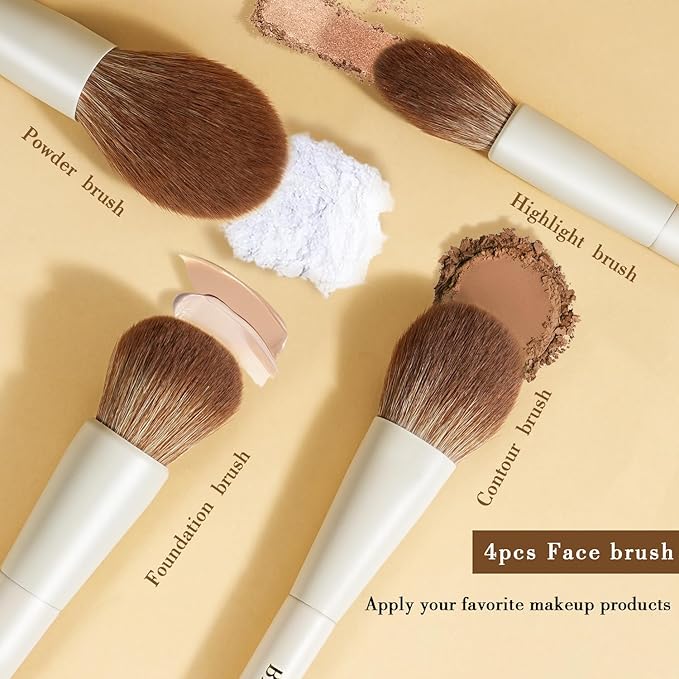 BEILI Makeup Brush Set 15Pcs Labeled Makeup Brushes Premium Synthetic Foundation Powder Contour Blush Concealers Eye Shadow Eyeliner Blending Face Brush Set