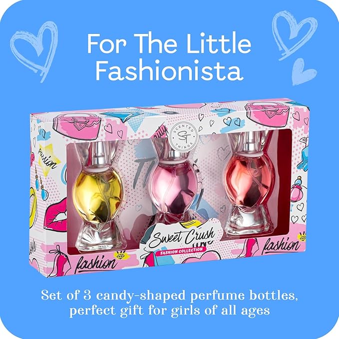 Sweet Crush Girls Perfume Gift Set ? 3 Candy-Shaped Body Spray Perfumes | Fruity Scents for Tween &amp Teen Girls (Ages 10?14) | Gift-Ready Fashion Collection for Kids &amp Teens