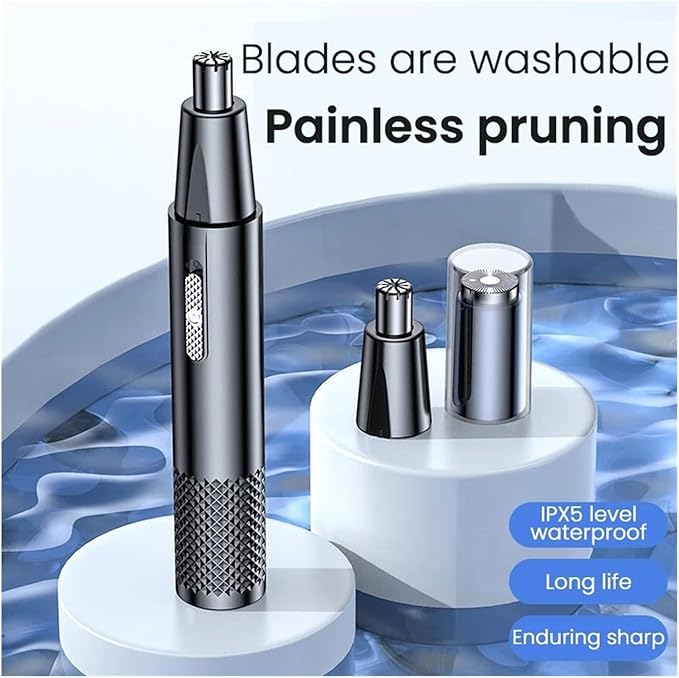 2-in-1 Rechargeable Electric Nose Hair Clipper Unisex Fully Automatic Washable Trimmer with Multi-Kinetic Shaving(Blue Plus shaving heads B)