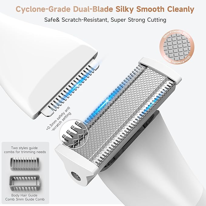 Gurelax Electric Body Hair Trimmer - Groin Trimmer for Men - Bikini Trimmer Women - 5-in-1 Lady Shaver Groomer IPX7 Waterproof Razor Heads&ampUSB Recharge with Travel Bag