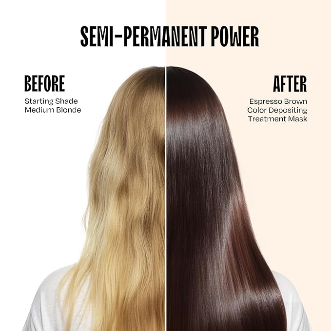 Overtone Semi Permanent Hair Color Conditioner Espresso Brown 8 oz Nourishing Damage-Free Color Depositing Mask for All Hair Types with Shea Butter &amp Coconut Oil Vegan &amp Cruelty-Free