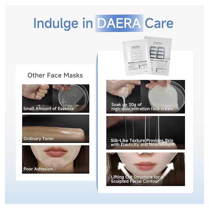 DAERA Korean Brightening &amp Firming Face Mask 5 Sheets - Hydrating Cream Mask with Botanicals for Dark Spots &amp Anti-Aging