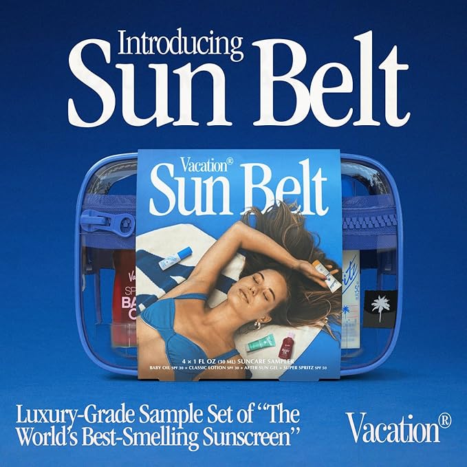Vacation Sun Belt Sampler Includes Baby Oil SPF 30 Super Spritz SPF 50 Face Mist Classic Lotion SPF 30 After Sun Gel?œFestival Friendly??Fanny Pack
