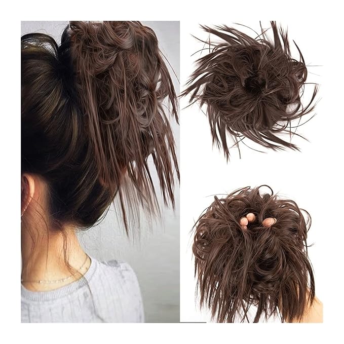 Hair Accessories Synthetic Bun Ponytail Hair Extensions Headband Messy Bun with Elastic Rubber Band Ponytail Wig Hair Bun for Women Hair Pieces For Women(6A#)