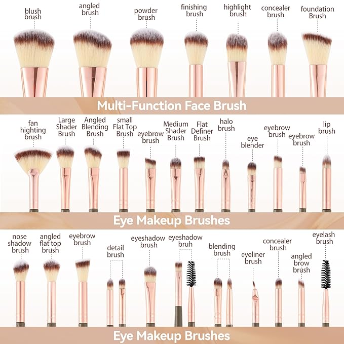 Makeup Brush Set for Foundation Concealer Eyeshadow and Travel Include Make Up Brush Sponge 51PCS Black