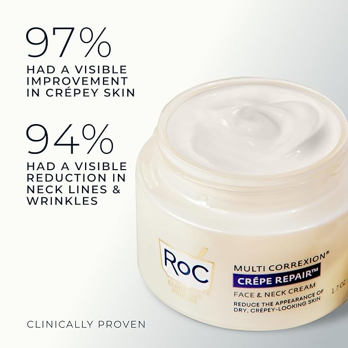 RoC Crepe Repair Anti Aging Daily Face Moisturizer &amp Neck Firming Cream (1.7 oz) + RoC Retinol Wrinkle Smoothing Capsules (7 CT) Skin Care Routine for Women and Men