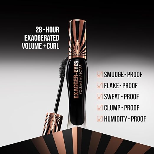 Charlotte Tilbury Exagger-Eyes Volume Mascara - Gift Set Essential - Volumizing Mascara with 28-Hour Smudge-Proof &amp Flake-Proof Wear - Perfect for Pairing with Makeup Favorites