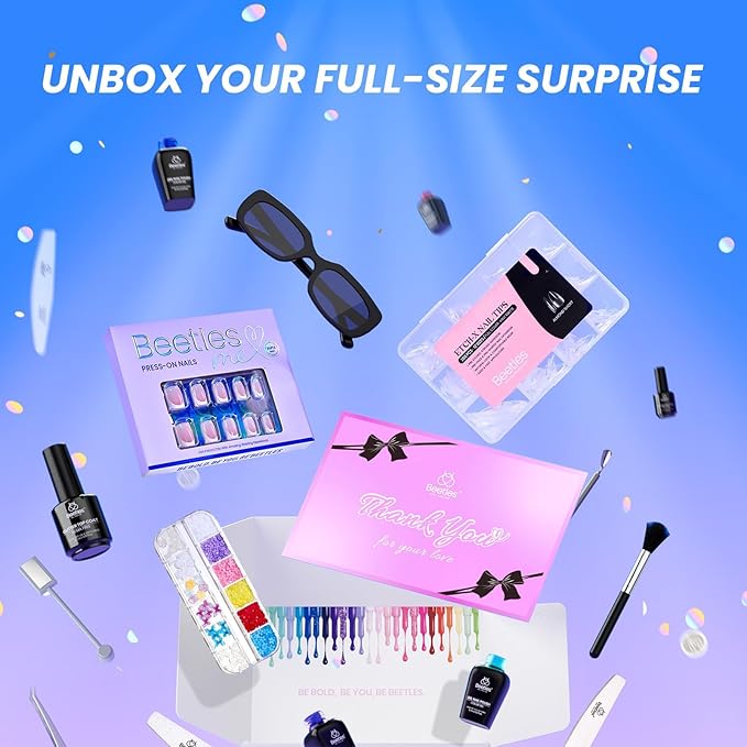 Beetles Gel Nail Polish Kit with U V Light - Gift Box Wild Gleam Collection 36 Colors Nail Polish Kit 75 Pcs for Women Girls Gel &amp Top Base Coat with Brushes &amp False Nails Tip Must Have Salon