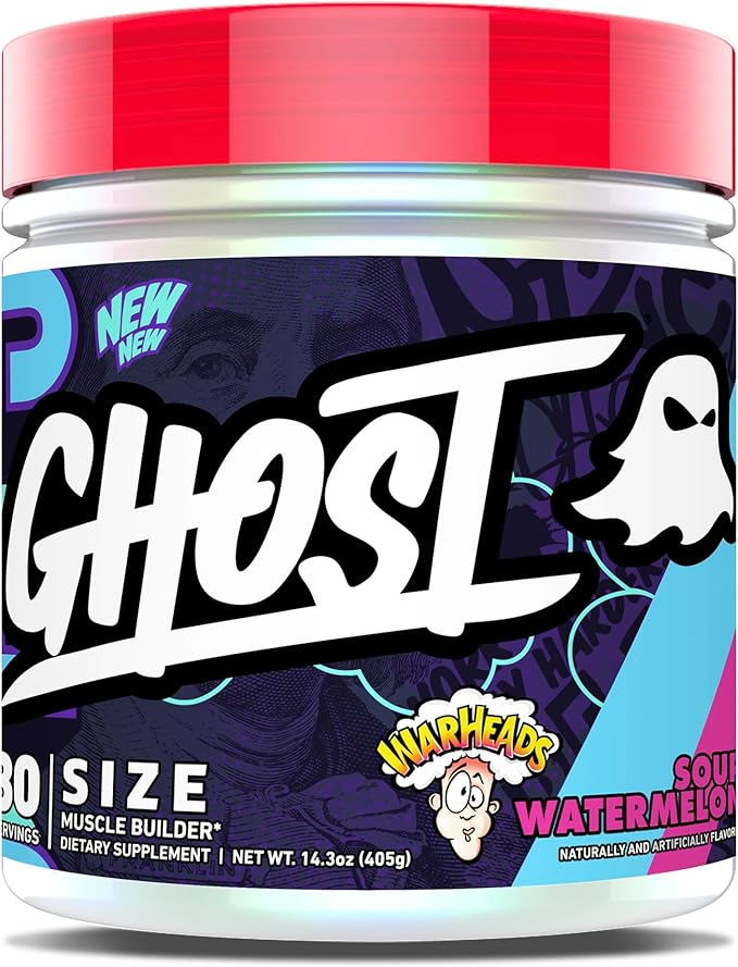 GHOST Size V3 Muscle Builder Dietary Supplement - Warheads Sour Watermelon 30 Servings ? Support Muscle Growth &amp Strength Building for Men &amp Women - Creatine &amp Betaine - Free of Sugar &am