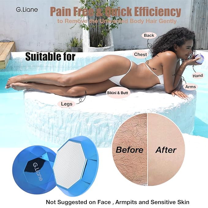 Crystal Hair EraserPainless Nano Hair Remover ExfoliationGentle and Efficient Glass Hair Removal Device Without WaxingNatural Epilator for Women and Men(Royal Blue)