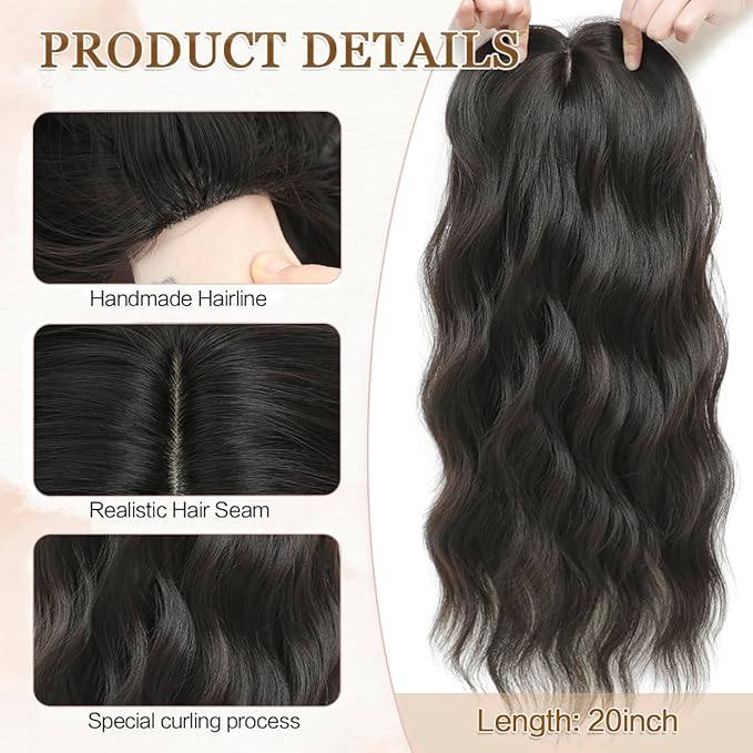 20 Wavy Hair Toppers for Women Add Volume 6.5x6.5 Base Size Hair Topper Synthetic Hairtoppers for Women with Thinning hair Wigs &amp Accessories