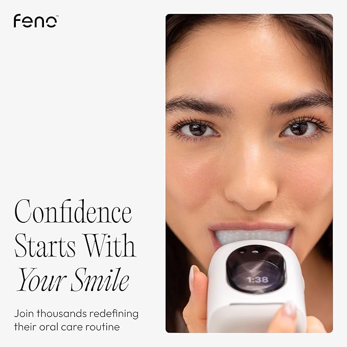 Feno Smartbrush Elite Oral Health ? AI-Powered Electric Toothbrush with Personalized Mouthpiece 1 Tube Foam Toothpaste Tongue Scraper Salivary Microbiome Test &amp 12-Month Plus Membership
