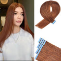 Auburn Mini Tape in Hair Extensions Human Hair Invisible Reusable Red Brown Remy Hair Extensions Real Human Hair Tape Ins 18 Inch