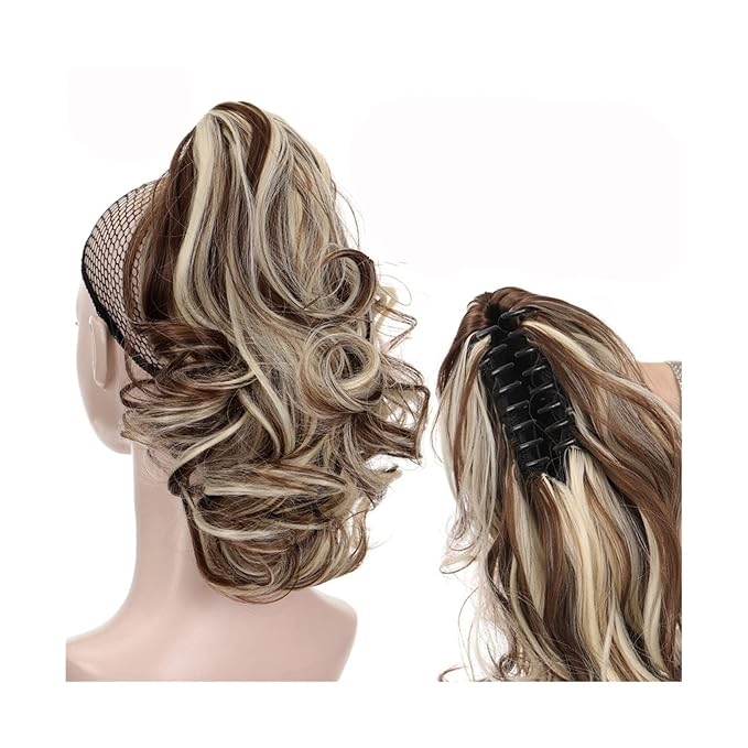 Hair Accessories 1 Pack Synthetic Wavy Ponytail Extension Wig Claw Clip Heat Resistant Fiber Wavy Ponytail Ladies Hair Extension Bun Hair Pieces For Women(002)