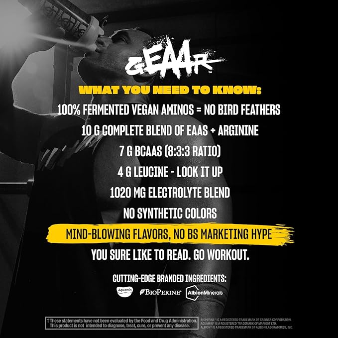 Mutant GEAAR - 9.4g of EAA Powder + Arginine 7g BCAAs 4g Leucine Electrolytes Coconut Water Delicious Taste - 30 Servings - Rocket Pop
