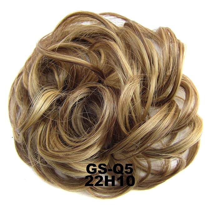 EARSHOT Hair Buns Hair Piece 1 Pack Messy Bun Hair Hoops Ponytail Hair Extensions Synthetic Donut Hair Bun Curly Wavy Hair Bun Wigs for Women Hair Accessories For Girls (Color : 22H10)