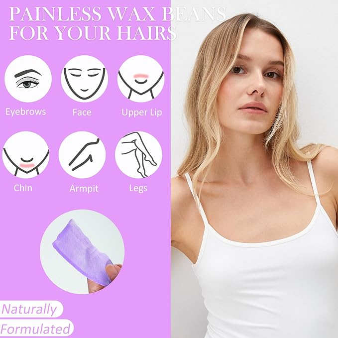 Wax Beads Bulk - 3.3lb Wax Beans Supplies for Esthetician - Professinal Painless Waxing for Face Upper Lip Bikini Leg Women Natural Melting Kit - Hypoallergenic Hard Wax Beads Bulk