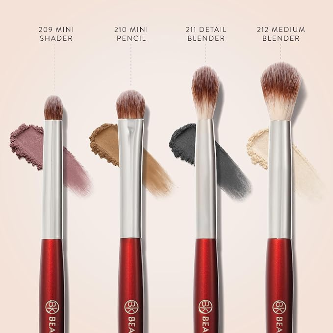 BK BEAUTY - CORE LINE EXTENSION EYE SET (4PC) - Professional Eyeshadow Brush Set for Precise Makeup Placement &amp Blending | Premium Eye Makeup Brushes for Flawless Application