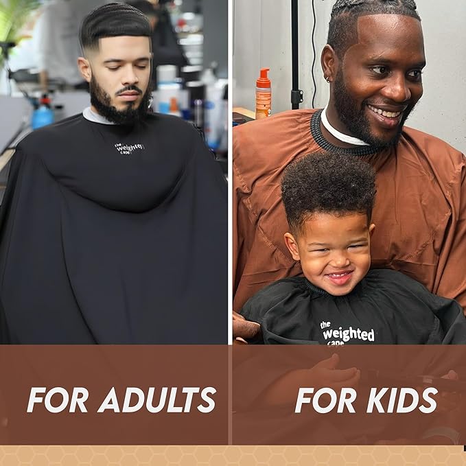 1.5lb Kids Cape (Ages 3?8) ? Weighted Hair Cutting Barber Cape with Elastic Collar Waterproof Salon Cape for Added Comfort Perfect for Barber &amp Hairstylist (52 x 36 in)