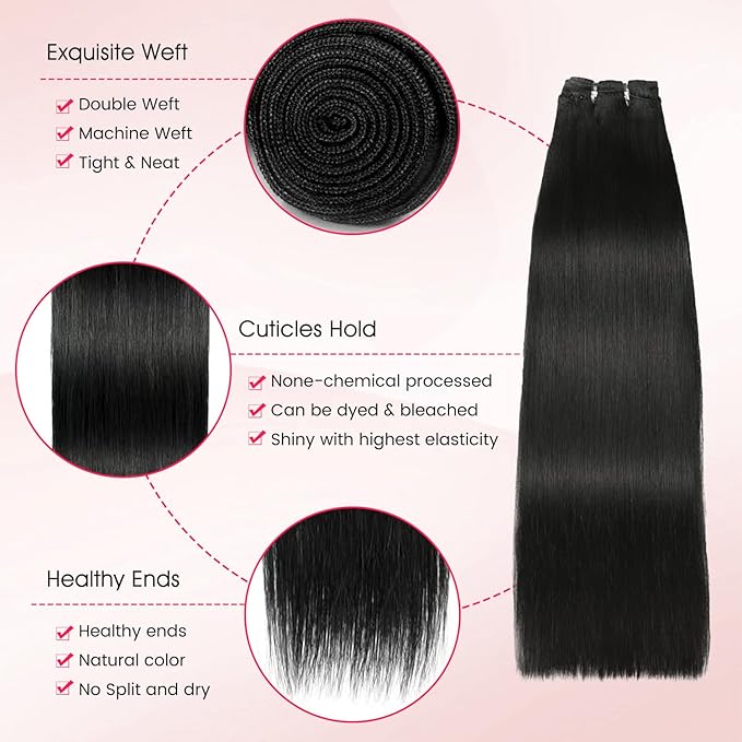 Human Hair BundlesStraight 1 Bundles 18 Inch16A Bundles Human Hair100% Unprocessed Virgin Brazilian Hair Extensions Double Weft Quick Weave Sew In Hair Bundle