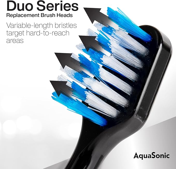 AquaSonic Duo Series Replacement Brush Heads | for Normal &amp Sensitive Teeth | Compatible with Duo Series &amp Home Dental Center Toothbrush Handles | NOT Compatible with Duo Series Pro