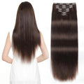 Sisily Clip in Hair Extensions Real Human Hair 22 inch 170g Dark Brown 100% Brazilian Remy Human Hair Clip in Extensions Soft Straight 7pcs Per Set with 16 Clips Double Weft