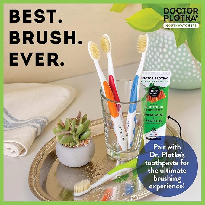 MOUTHWATCHERS Soft Flossing Toothbrushes for Adults Value 6 Pack Ultra Clean Manual Toothbrush Set for Sensitive Teeth &amp Gums by Dr. Plotka Assorted Colors