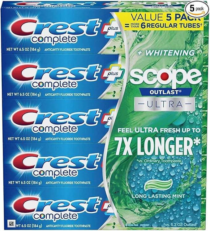 Crest Complete Whitening + Scope Toothpaste 6.5 Ounce (5 Pack)