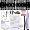 SAVILAND Advanced Gel Nail Kit: Salon Grade Extra Short Almond Nails 500 Pcs Nail Tips Half Matte with U V Nail Lamp Pre-Shaped 12 Sizes Complete At Home Nail Art Kit for Salon 30-Day Long-Wear