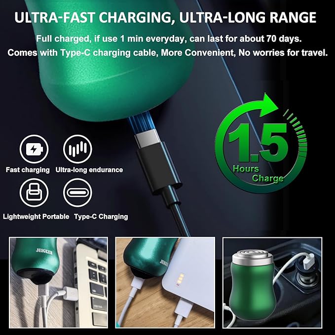 Facial Hair Remover for Women Men Mini Electric Face Shaver for Womens Face Razor Body Chin Lip Mustache Neck Armpit Peach Fuzz Portable Green Rechargeable Electric Painless Hair Trimmer