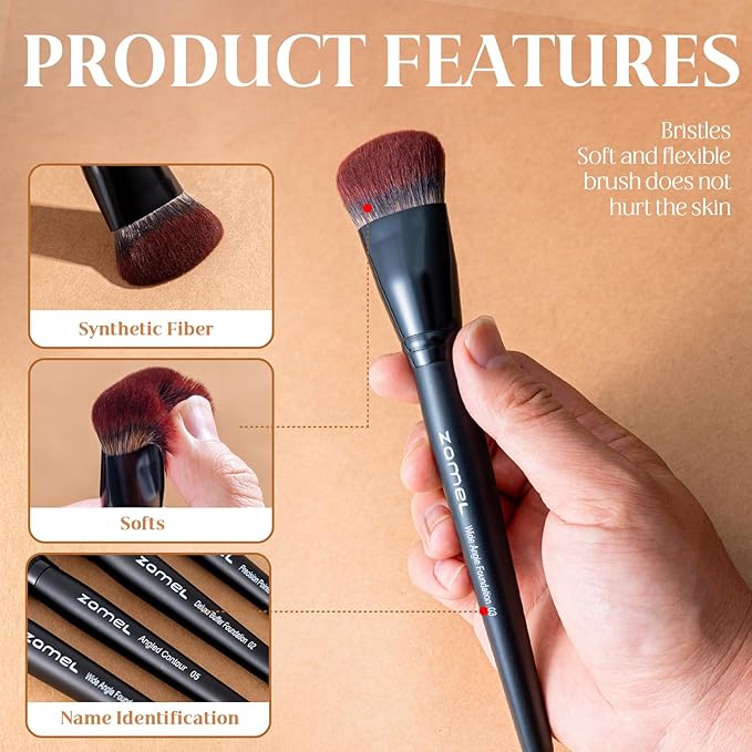 ZAMEL 26Pcs Black labeled Makeup Brushes Set ProfessionalFull Face ULTRA SOFT Hair Makeup Brush Set Contains large powder Foundation Ultimate Blending Make up Brush set Blush Concealers Eyeshadow