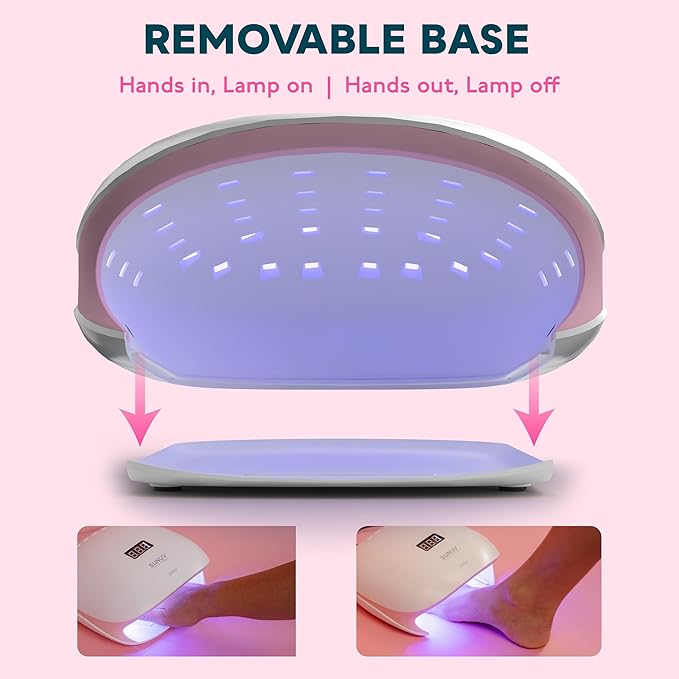 SUNUV LED UV Nail Light UV Lamp for Gel Nails Polish with 4 Timer Settings LCD Display Removable Base SUN4S Pink