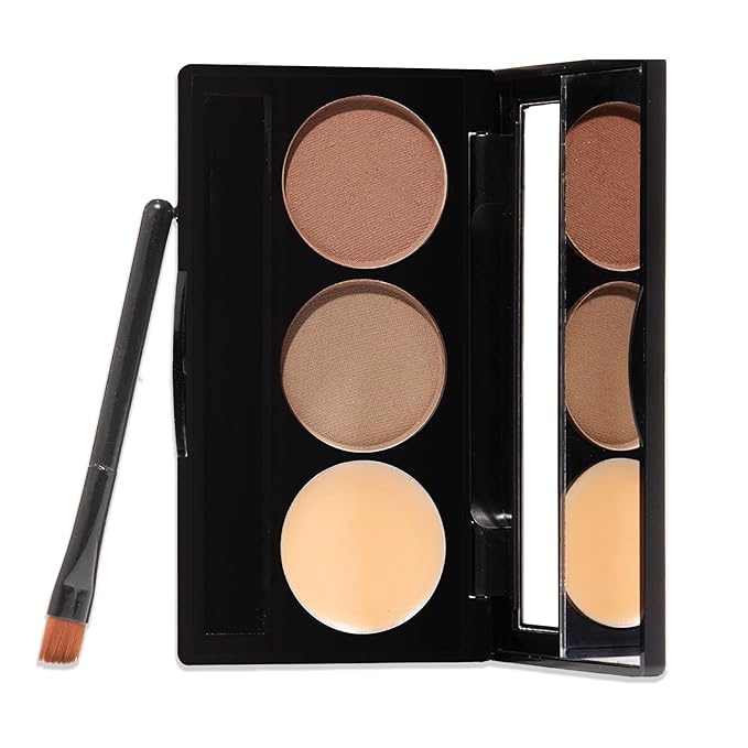 Brow Bar To Go by Gerard Cosmetics (Medium to Ebony) Eyebrow Trio Kit with Brow Powder Brow Wax and Angled Brush Eyebrow Powder Dark Brown Cruelty Free &amp Made in the USA