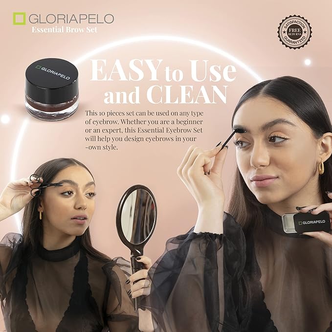 Eyebrow Brush Set ? Premium Make-up Brush Kit ? 10pcs Eyebrow Brush Makeup - Professional Make-up Brush Set - Eyebrow Makeup Gel - Eyebrow Lamination Soap