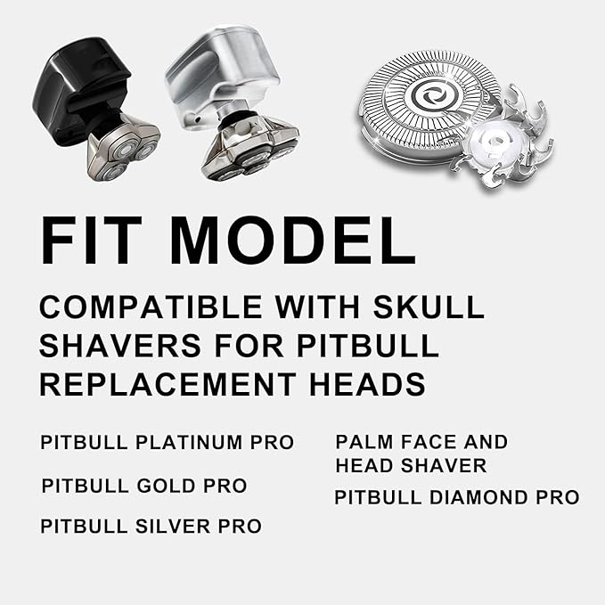 Head Shaver Replacement Heads Compatible with Sk-ull Shaver Pitbull Gold PRO Pitbull Silver PRO Palm Pitbull Platinum PRO Electric Razor Replacement head for Superior Shaving (12 PACKS)