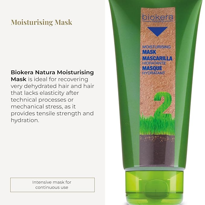 SALERM - Moisturizing Mask Biokera Natura - 200 ml - Ideal for Dry or Dehydrated Hair - with Wheat Germ Oil - Deep Hydration - Smoother and Shinier Hair