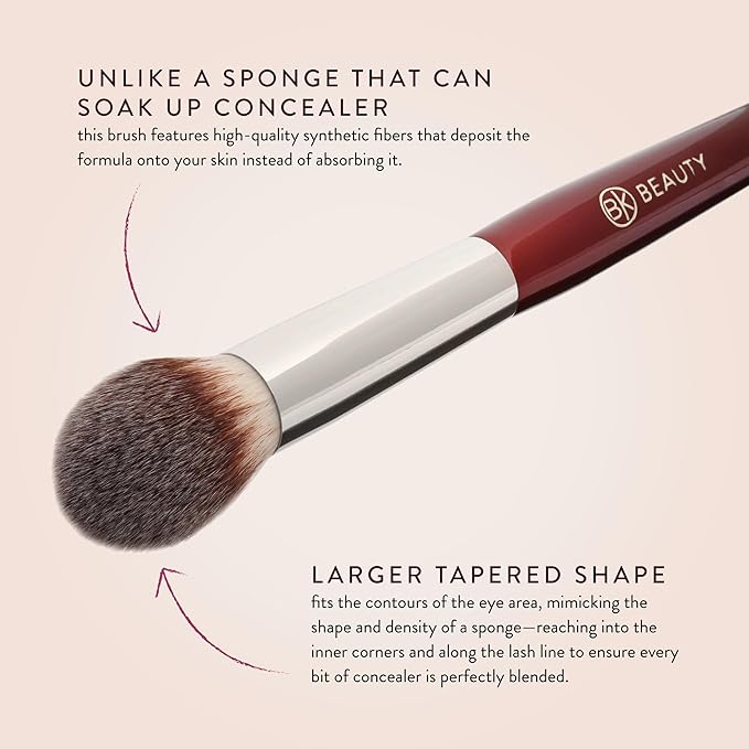 BK BEAUTY 110 LARGE CONCEALER BRUSH ? Dense Tapered Under-Eye Concealer Brush for Quick Blending Full Coverage Finish No Product Absorption
