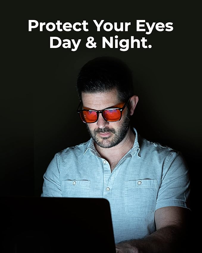 100% Blue Light Blocking Glasses - Women + Men - Better Sleep - Anti Eye Strain Protection - Computer Screens Gaming