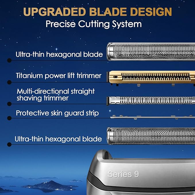 Series 9 Electric Shaver Replacement Head 92S Series 9 Shaving Razor Head S9 Foil &amp Cutter Razor Heads Compatible with 9290cc 9291cc 9370cc 9293s 9385cc 9390cc 9330s 9296cc Etc