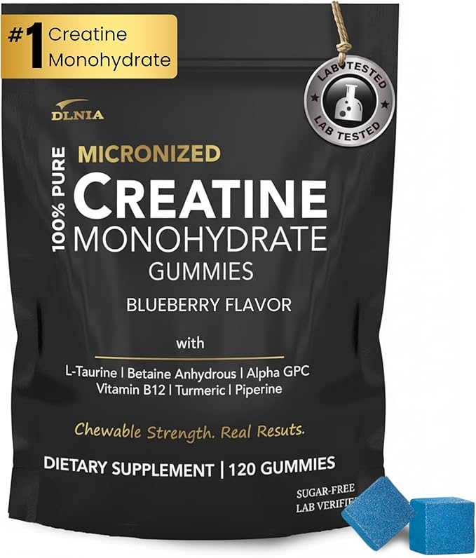 Creatine Monohydrate Gummies for Men &amp Women - Sugar Free &amp Vegan Advanced Formula W/L-Taurine + Vitamin B12 - for Muscle Strength Muscles Builder Recovery Energy Boost Pre-Workout Supplem