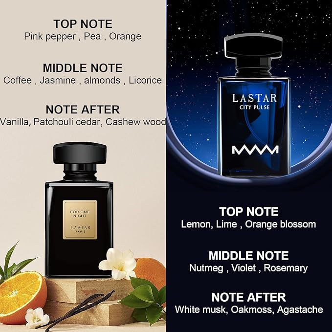 LASTAR Travel Size Perfume for Women and Men Eau De Toilette and Eau de Parfum Fragrances - 55 ml*2 Perfect for Parties Valentine's Day Christmas Thanksgiving Halloween