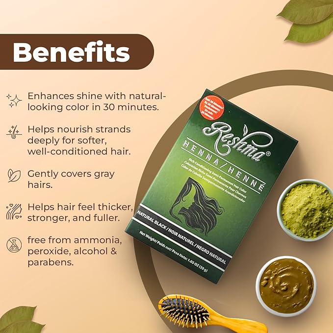 Reshma Beauty 30 Minute Henna Hair Color Infused with Organic Henna Lawsonia Inermis 100% Gray Coverage for Soft Shiny Hair Plant-Based Hair Dye?12.6 oz Pack of 12 (Black)