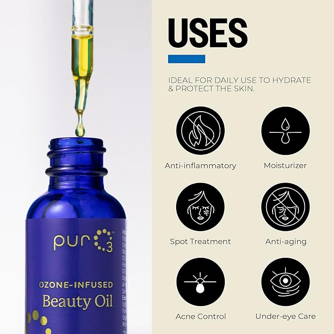 PurO3 Beauty Oil ? Vegan Hydrating Face Oil with Activated Oxygen ? Natural Skin Care for Radiant and Smooth Skin 30 ml