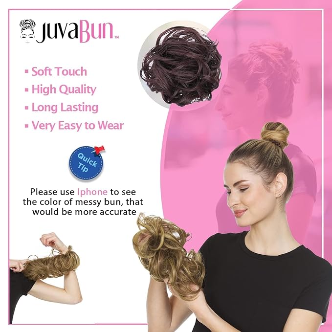 Juvabun Hair Extensions Dark Brown ? Soft Curly Hair Extensions Clip-In for Natural Volume &amp Quick Updo Styling Hair Bun Maker