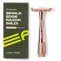 Leaf Shave | Leaf Twig Razor All-Metal Single Blade Razor for Men &amp Women Fixed Head with Magnetic Load Assist Includes 5 Stainless Steel Blades- Face Shaving Lighter Hair Sensitive Skin -Rose