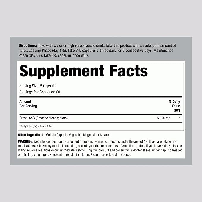 Fitness Labs German Creatine Monohydrate | 1000mg | 300 Capsules | Supplement for Women and Men | Non-GMO Gluten Free